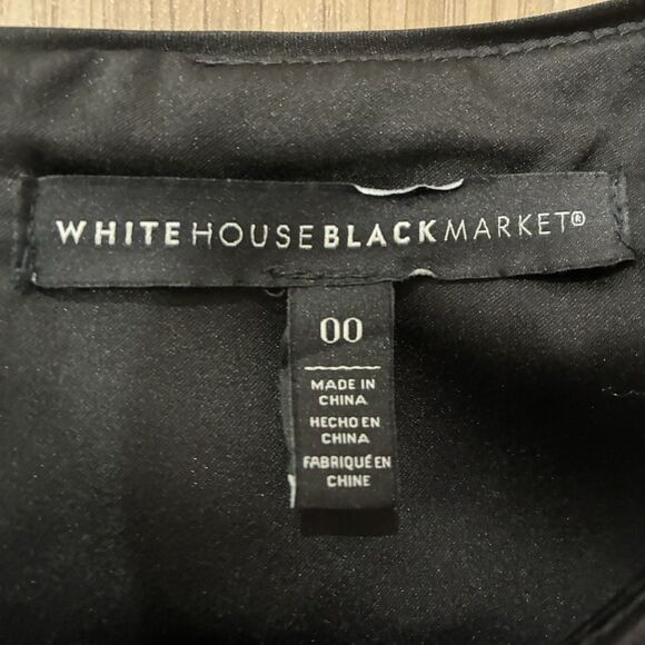 White House Black Market Dress Size 00 Black Fit & Flare Pleated White Insets - Picture 5 of 5
